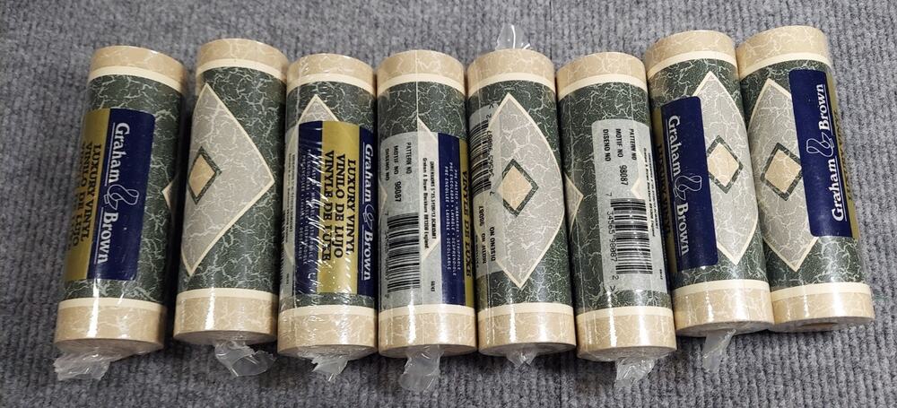 Vintage Graham & Brown Luxury Vinyl Wallpaper Border Green Marble Lot 8 Rolls